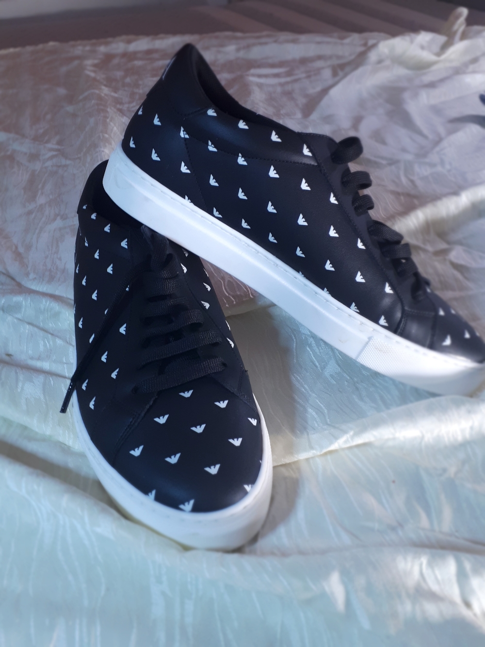 Emporio Armani Black Sneakers with White Logo Accents